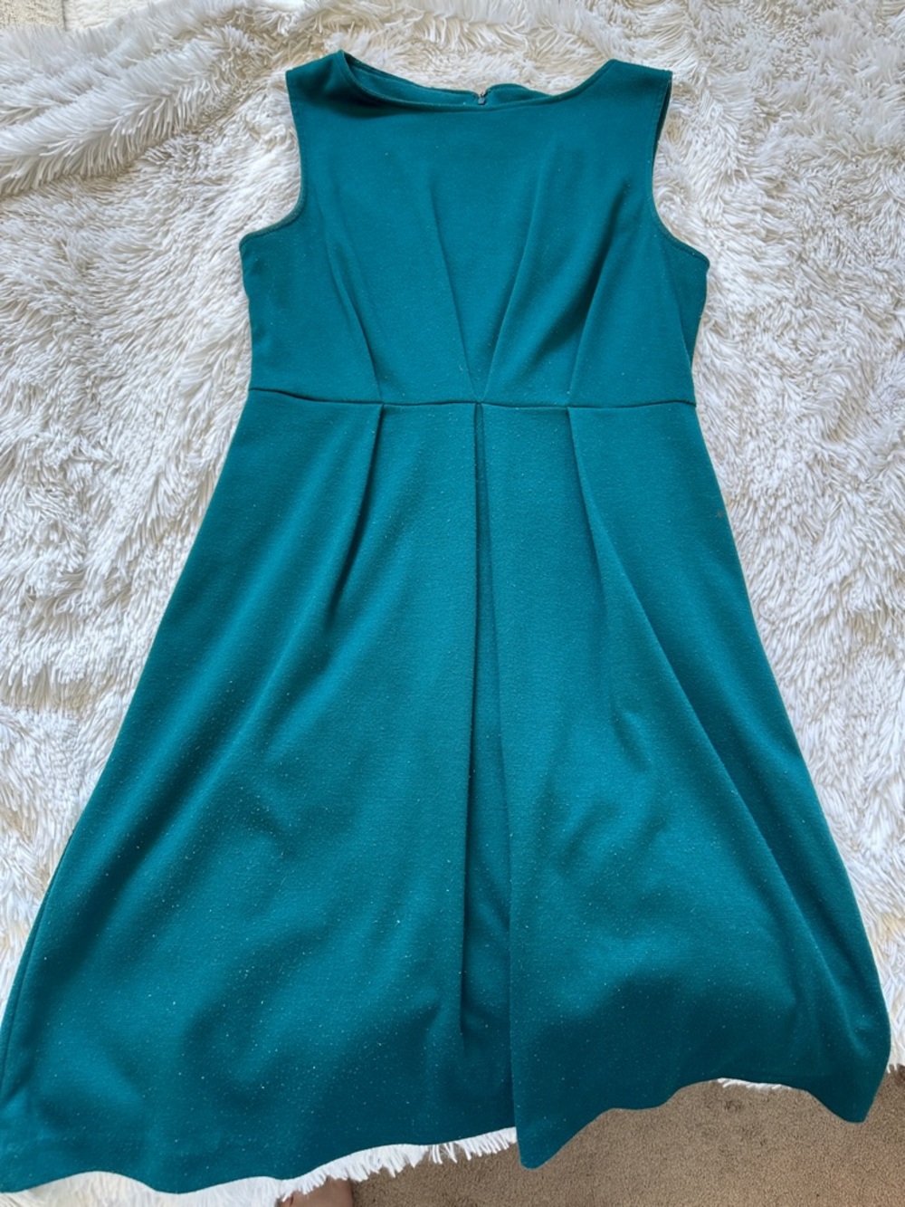 Sleeveless deep teal Fit-and-Flare Dress